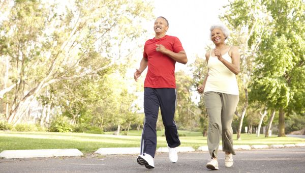 senior couple walking