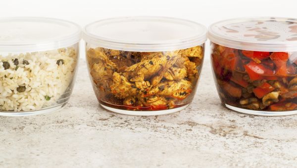 dinner meal in glass containers