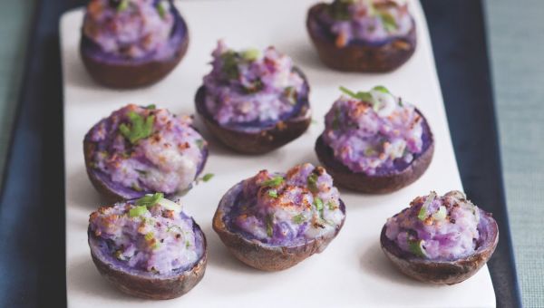 Twice Baked Blue Potatoes