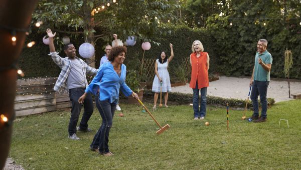 friends playing lawn games