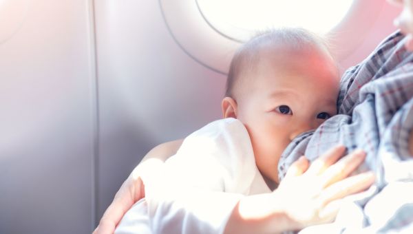 breastfeeding, airplane, baby, mother