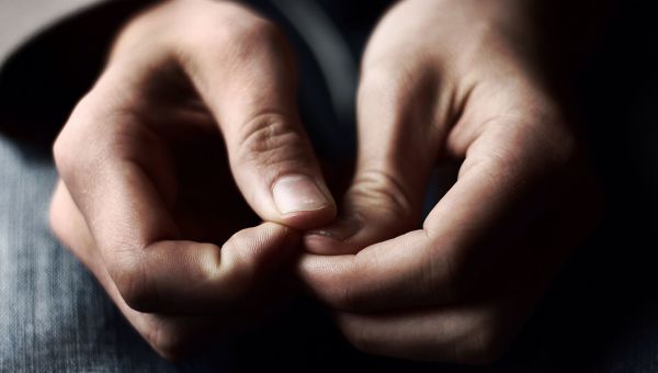 close up on hands, fingers, nervous