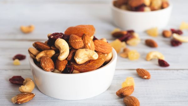 nuts, cashews, almonds, dried apricots, dried fruit