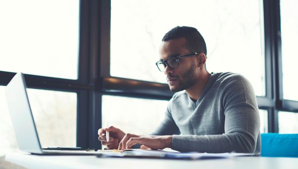 man working on a laptop