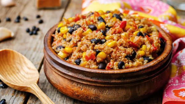 Black beans, corn and rice