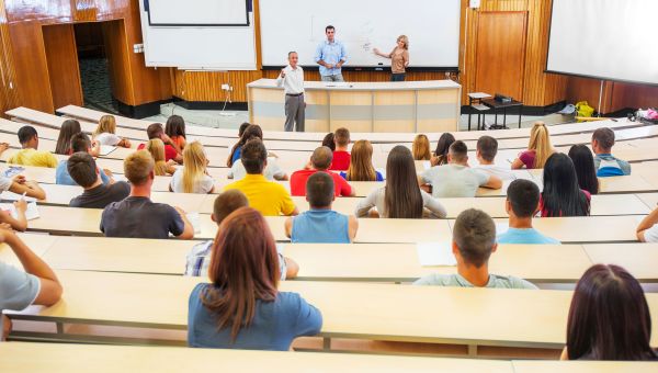 college students in class