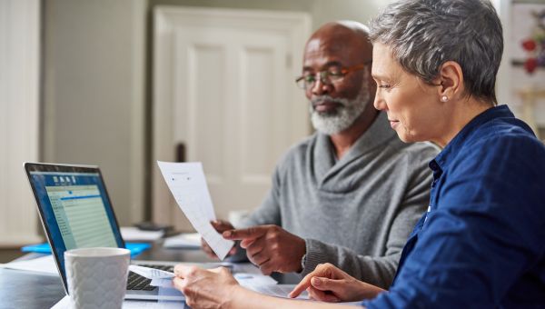 Senior couple working on their finances