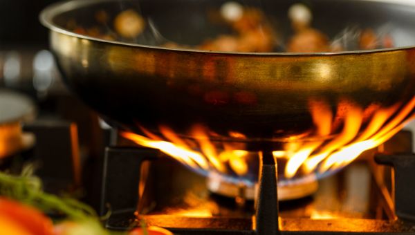 pan on flame