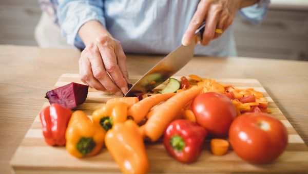 chopping vegetables