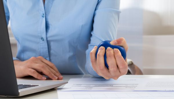 woman using a stress ball