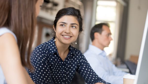 young woman having a chat