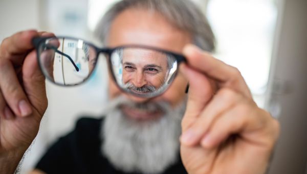 man getting eye exam