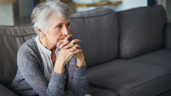 mature woman on a couch