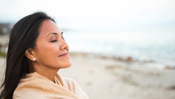 relaxed woman at beach
