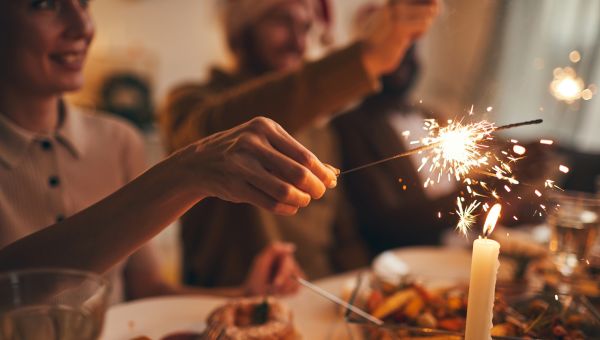 close up of sparklers sparkling during the new year