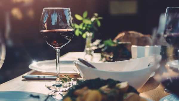 wine glasses on table