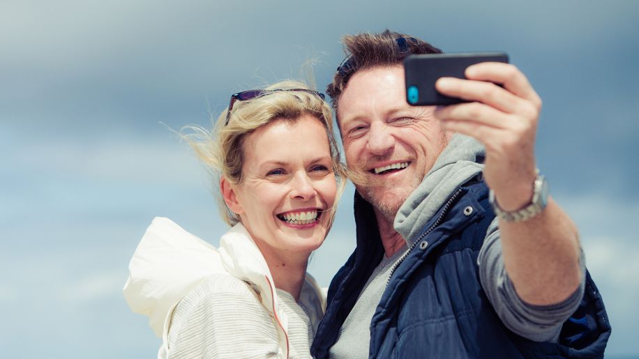 selfie, photo, couple, middle age