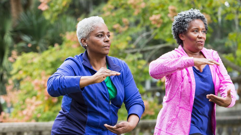 tai chi, park, outside, fitness, mature women