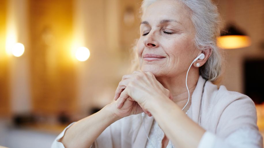 Woman meditates.