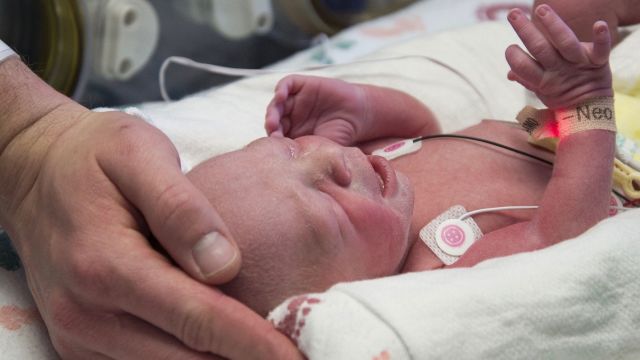 newborn in the delivery room