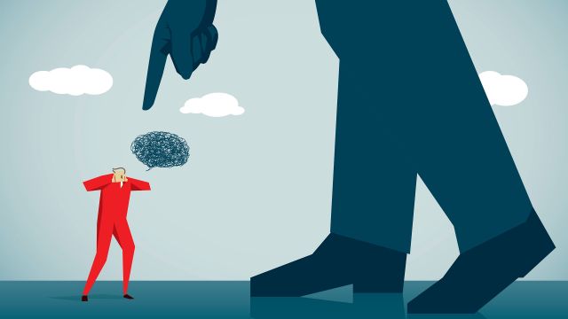 graphic, illustration, boss, employee, boss yelling at employee, clouds