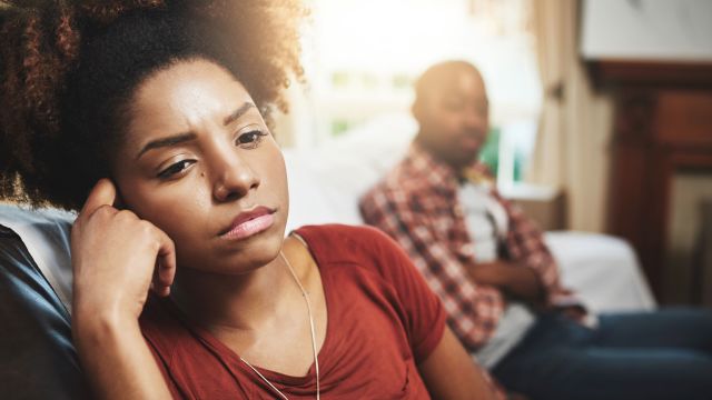 Young woman giving her boyfriend the silent treatment