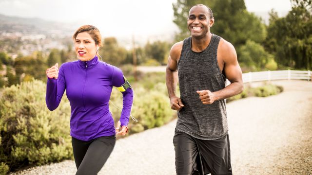 couple running outside