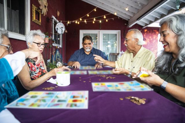 Family playing a game