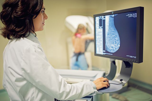 Mammograms use X-ray imaging of the breast tissue to detect abnormalities, and are one example of cancer screening.