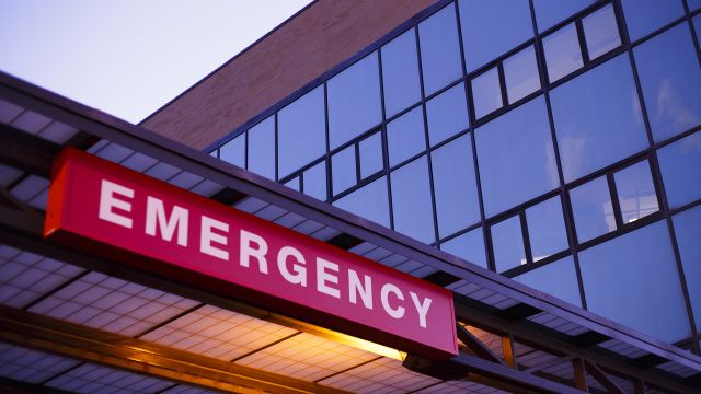 Emergency room entrance view from outside.