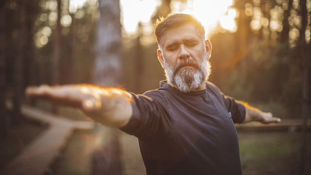 Older man exercising outdoors