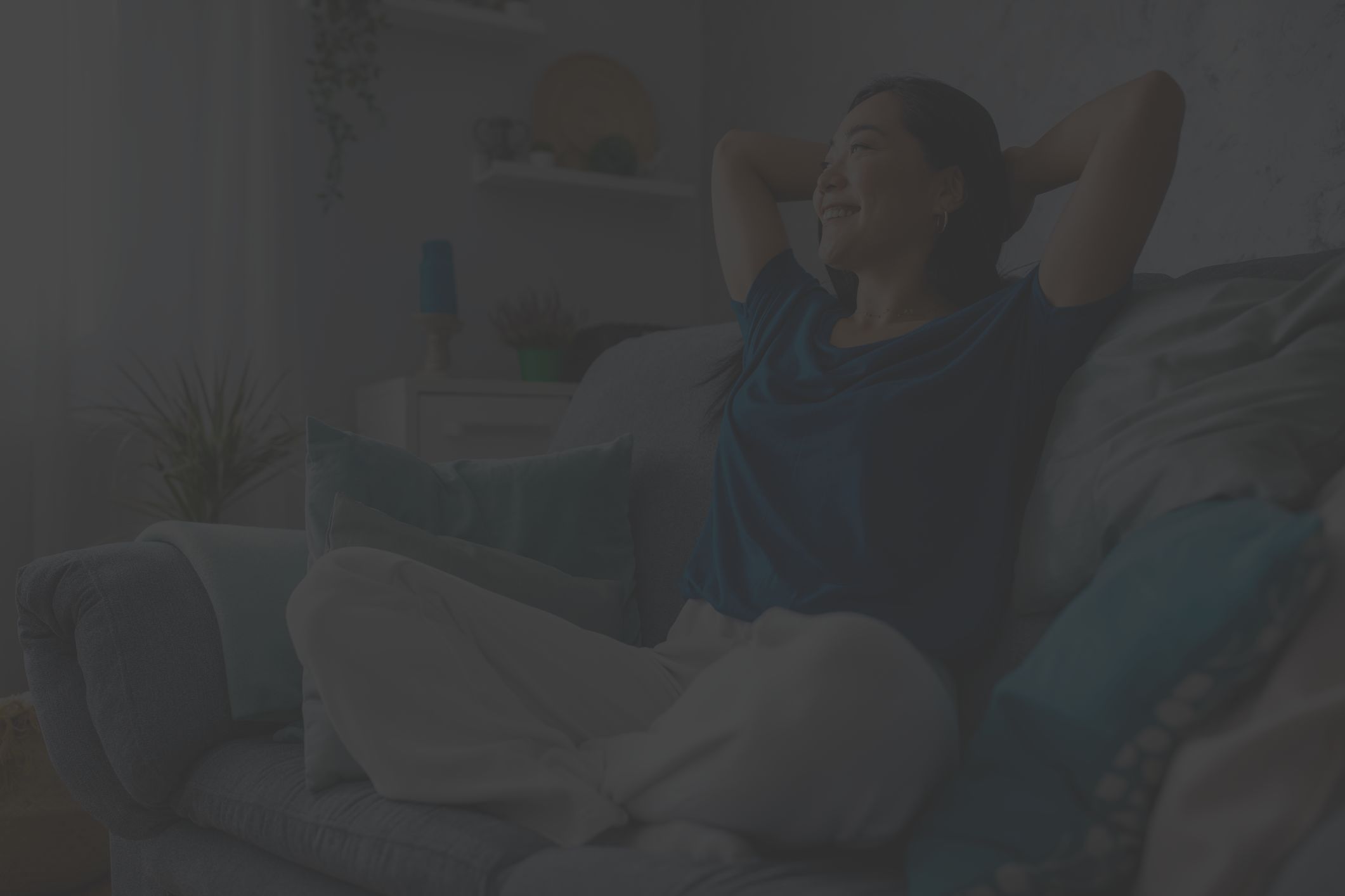 woman relaxing in blue