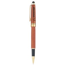 Rosewood Cap-Off Rollerball Pen with Stylus