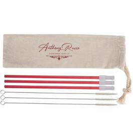 3- Pack Park Avenue Stainless Straw Kit With Cotton Pouch