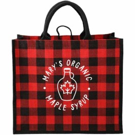 Buffalo Plaid Printed Jute Tote