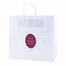 Promotional White Kraft Shopping Bags