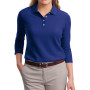 Port Authority Ladies EZCotton Pique 3/4-Sleeve Polo