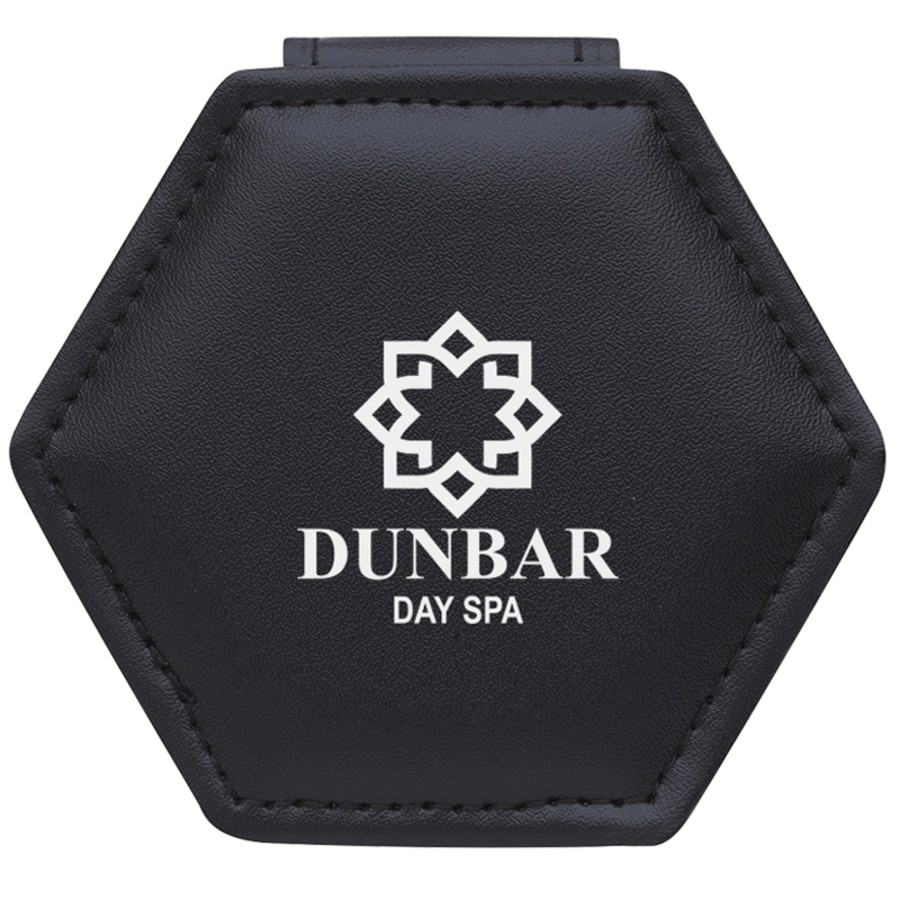 Leatherette Compact Mirror with Dual Magnification