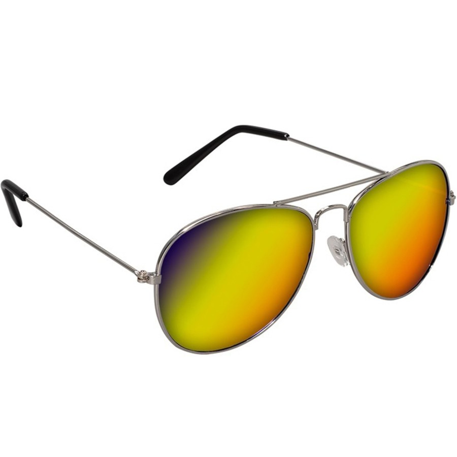 Metal Aviator Sunglasses With Mirrored Lenses