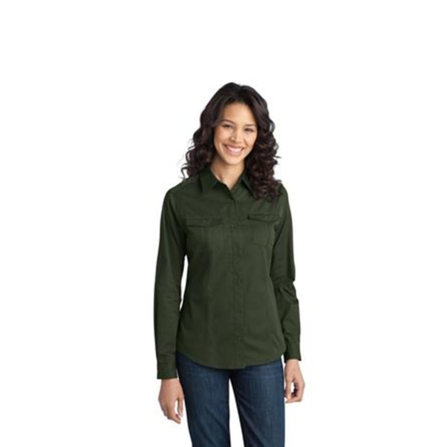 Port Authority - Ladies Stain-Resistant Roll Sleeve Twill Shirt