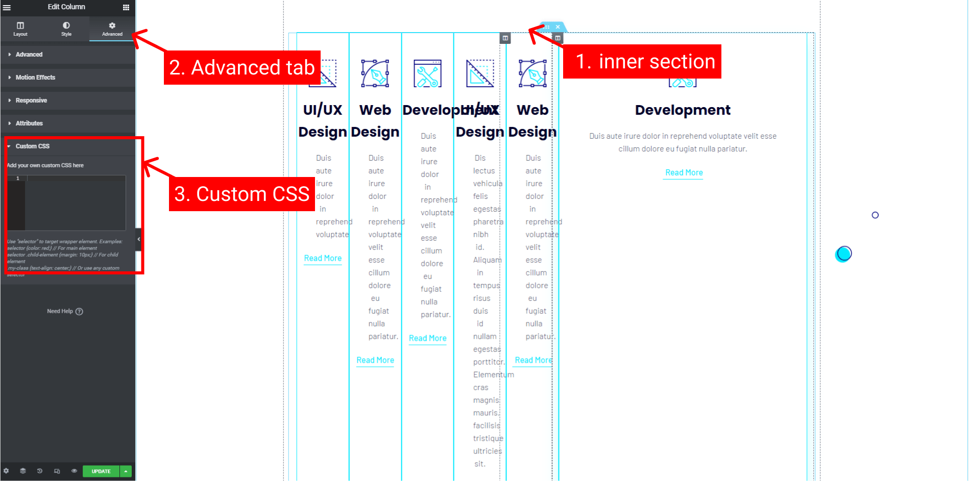 elementor responsive columns