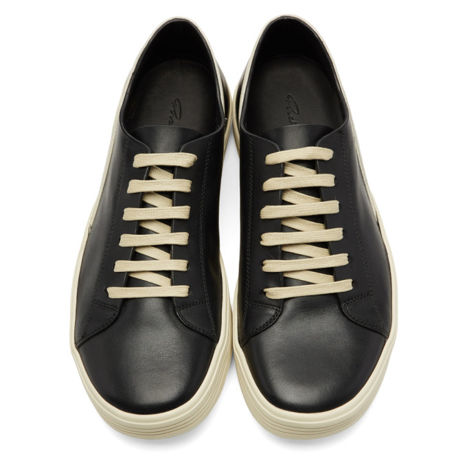 RICK OWENS Black And Off-White Geothrasher Low Sneakers | ModeSens