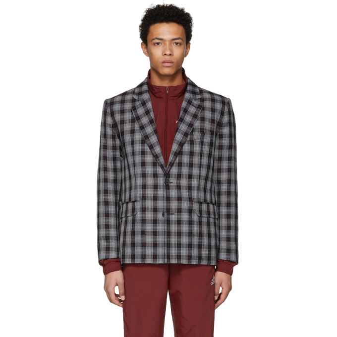 Click to view more detailed imagery on our partner's website Gosha Rubchinskiy Plaid Fitted Blazer In Gray Check