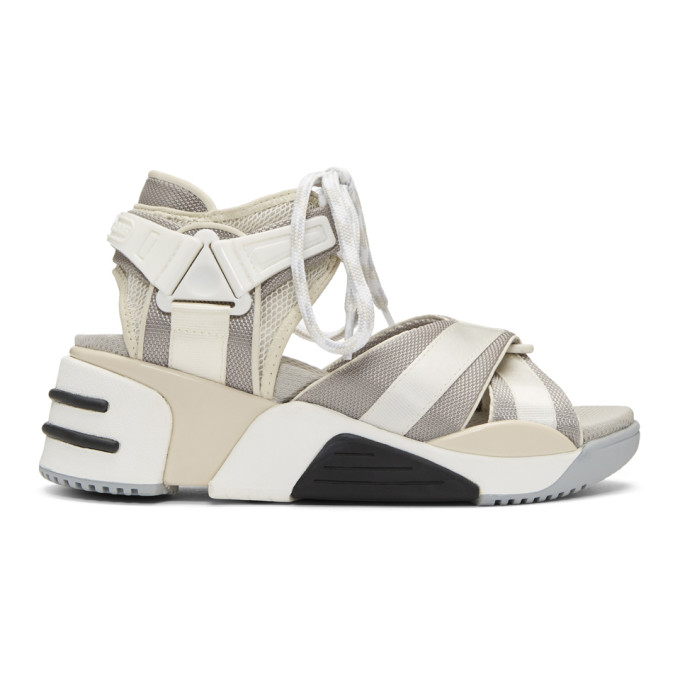 MARC JACOBS MARC JACOBS OFF-WHITE AND GREY SOMEWHERE SPORT SANDALS