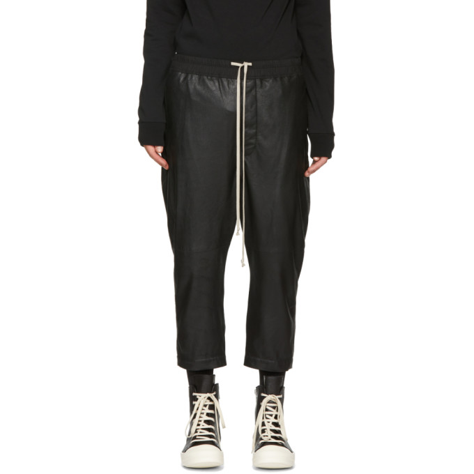 RICK OWENS RICK OWENS BLACK LEATHER ASTAIRES TROUSERS