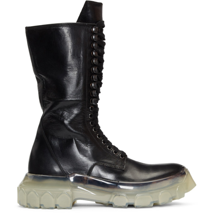 Rick Owens Black Clear Sole Tractor Boots | ModeSens