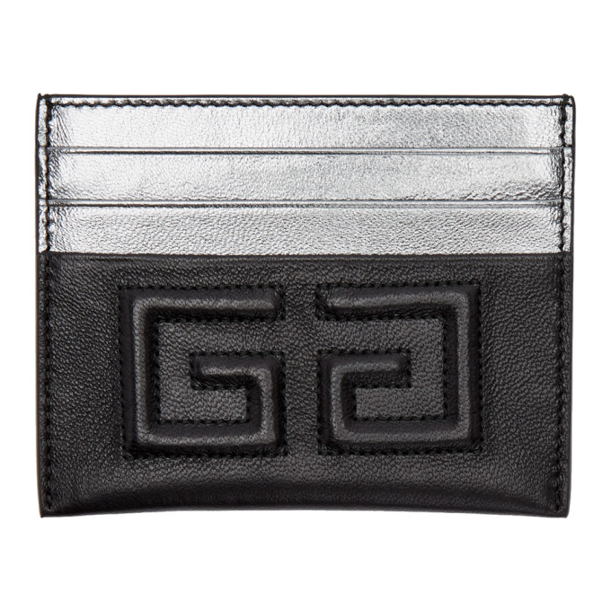 GIVENCHY Black & Silver Emblem 4G Card Holder