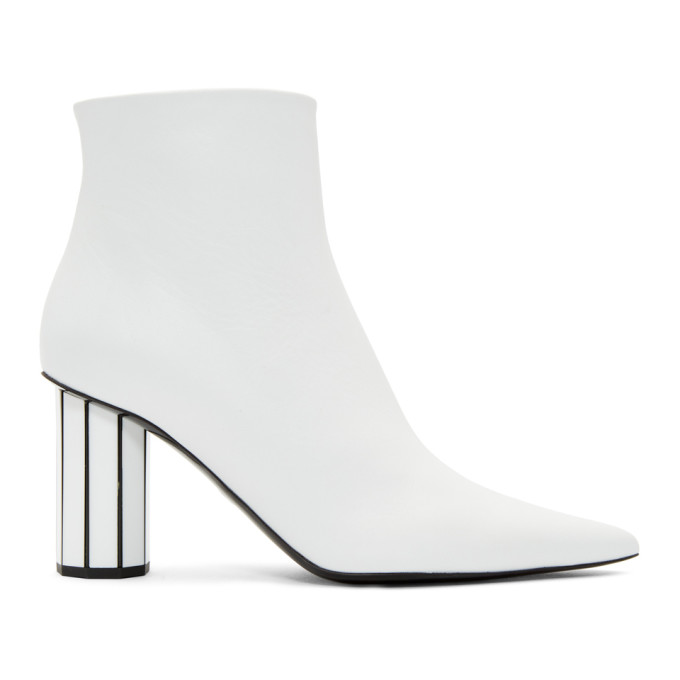 PROENZA SCHOULER PROENZA SCHOULER WHITE POINTY FACETED HEELED BOOTS