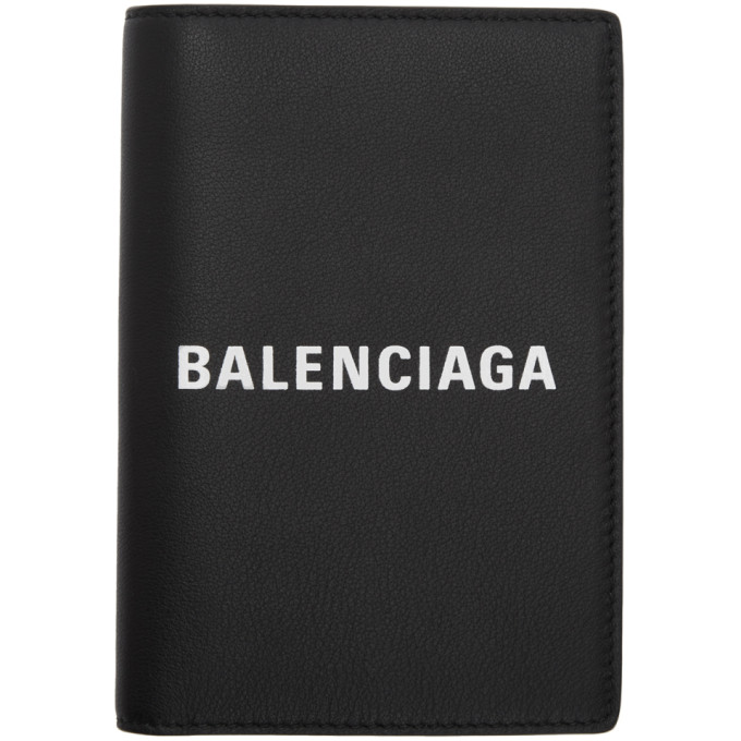 BALENCIAGA BALENCIAGA BLACK LOGO EVERYDAY PASSPORT HOLDER