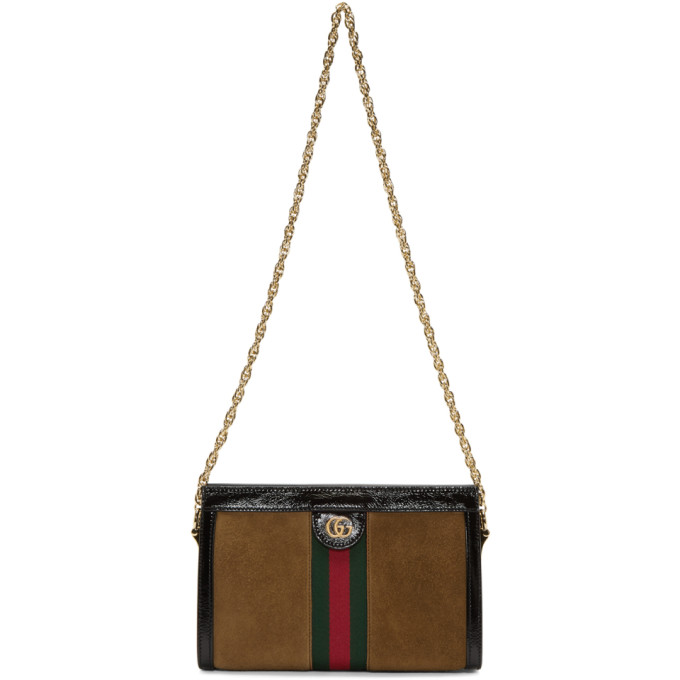 GUCCI GUCCI BROWN SMALL SUEDE OPHIDIA SHOULDER BAG